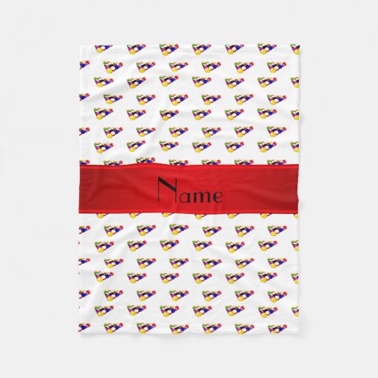 Personalisierter Name weiße Billardkugeln roter St Fleecedecke (Vorderseite)