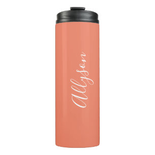 Personalisierter Name Weiße Schrift Vertikal, Lach Thermosbecher