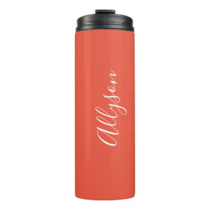 Personalisierter Name Weiße Schrift Vertikal, Oran Thermosbecher