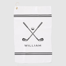 Personalisierter Name Weiße Streifen Stilvoll Golfhandtuch