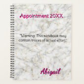 Personalisierter Name Weißer Goldmarmor Ernennung Planer (Vorderseite)