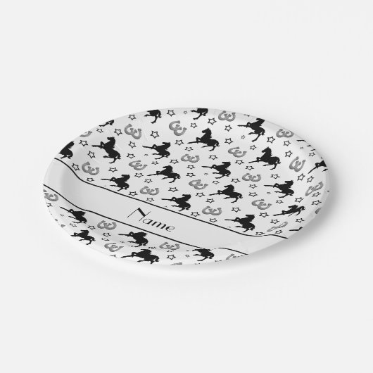 Personalisierter Name Weißer Pferd Pappteller (Schrägansicht)