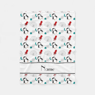 Personalisierter Name Weißer Pinguin Iglu Fisch Ti Fleecedecke