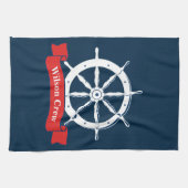 Personalisierter Name, weißes nautisches Schiffsra Geschirrtuch (Horizontal)