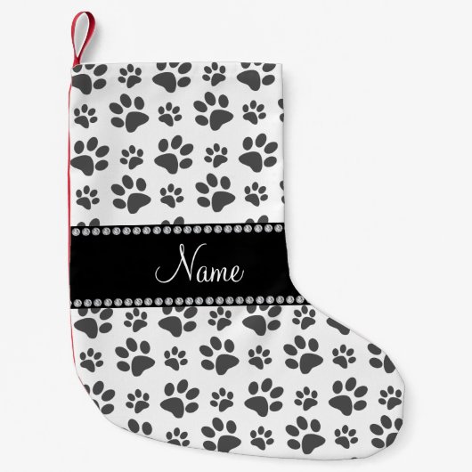 Personalisierter Name Weißhundpfoten Kleiner Weihnachtsstrumpf (Vorderseite)