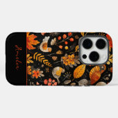 Personalisierter Name Whimsical Bird und Herbstbla Case-Mate iPhone Hülle (Rückseite (Horizontal))