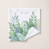 Personalisierter Name Whimsical Pastel Dinosaurier Badhandtuch Set (Waschlappen)