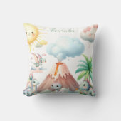 Personalisierter Name Whimsical Pastel Dinosaurier Kissen (Vorderseite)