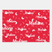 Personalisierter Name Whimsischer Weihnachtsmond D Geschenkpapier Set (Vorderseite 2)