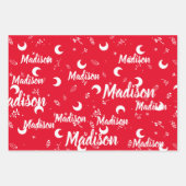 Personalisierter Name Whimsischer Weihnachtsmond D Geschenkpapier Set (Vorderseite)