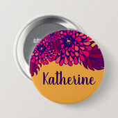 Personalisierter Name Whimsisches Blumenmuster Gel Button (Vorne & Hinten)