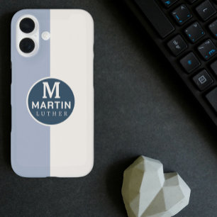 Personalisierter Name White Blue iPhone 16 Hülle