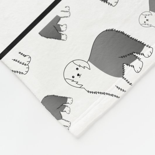 Personalisierter Name White Old English Sheepdog H Fleecedecke (Ecke)