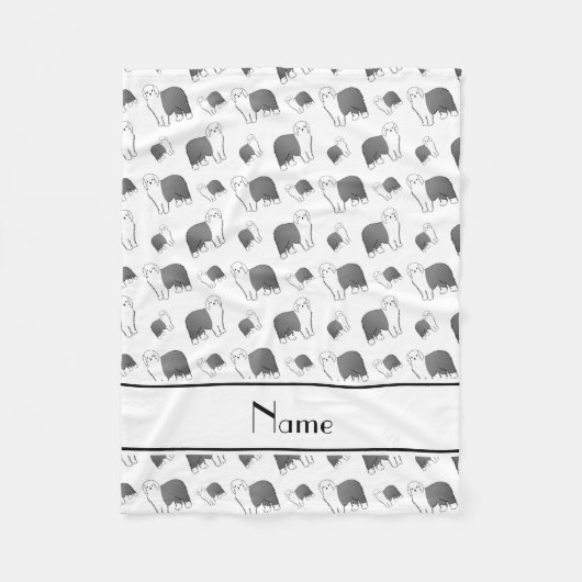 Personalisierter Name White Old English Sheepdog H Fleecedecke (Vorderseite)