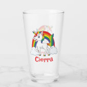 Personalisierter Name: White & Rainbow Unicorn Glas (Rückseite)
