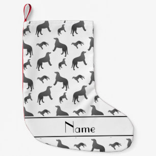 Personalisierter Name White Scotland Deerhound Kleiner Weihnachtsstrumpf