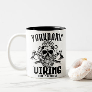 Personalisierter NAME Wikinger Nordischer Krieger  Zweifarbige Tasse
