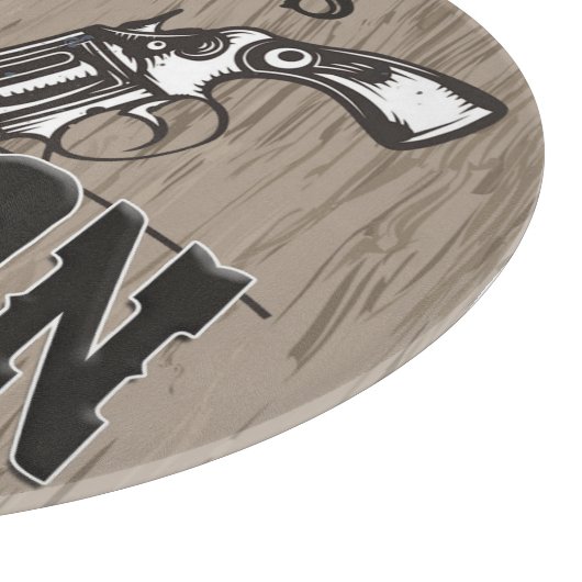Personalisierter NAME Wild West Gun Revolver Saloo Schneidebrett (Ecke)