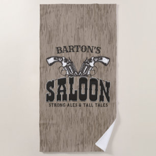 Personalisierter NAME Wild West Gun Revolver Saloo Strandtuch