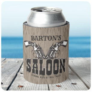 Personalisierter NAME Wild West Revolver Saloon Dosenkühler