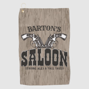 Personalisierter NAME Wild West Revolver Saloon Golfhandtuch