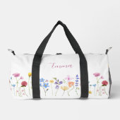 Personalisierter Name Wildblumen Muster Elegant Duffle Bag (Vorderseite)