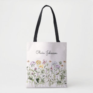 Personalisierter Name Wildblumengarten Tasche
