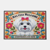 Personalisierter Name Willkommen Malteser Hund Lov Fußmatte (Vorderseite)