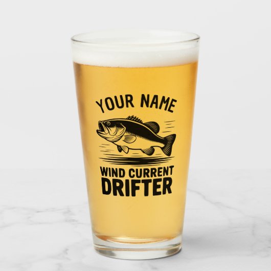 Personalisierter Name Windstrom-Drifter-Barsch-Fis Glas (Vorne (Gefüllt))