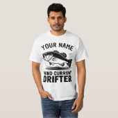 Personalisierter Name Windstrom-Drifter-Barsch-Fis T-Shirt (Vorne ganz)