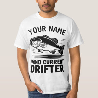 Personalisierter Name Windstrom-Drifter-Barsch-Fis T-Shirt