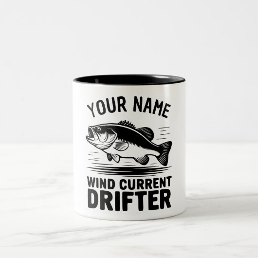 Personalisierter Name Windstrom-Drifter-Barsch-Fis Zweifarbige Tasse (Mittel)