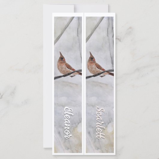 Personalisierter Name Winter Kardinal Zwei Lesezei (Vorderseite)