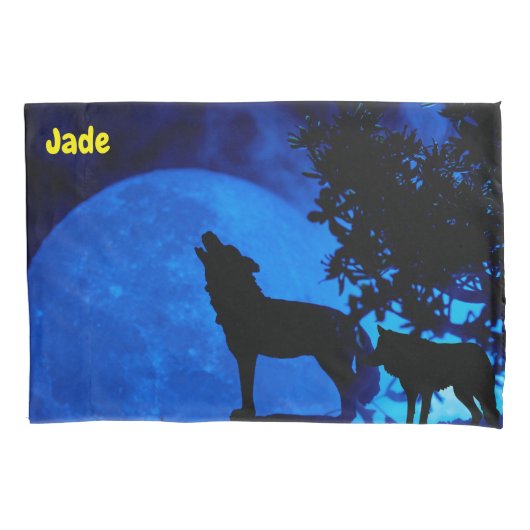 Personalisierter Name Wolf Pillowcase Kissenbezug (Vorderseite)