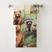 Personalisierter Name Woodland Animals Badhandtuch Set (Insitu)