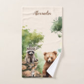 Personalisierter Name Woodland Animals Badhandtuch Set (Handtuch)