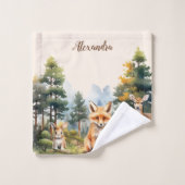 Personalisierter Name Woodland Animals Badhandtuch Set (Waschlappen)