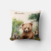 Personalisierter Name Woodland Animals Kissen (Vorderseite)