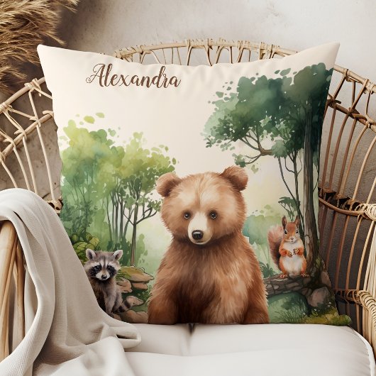 Personalisierter Name Woodland Animals Kissen