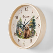 Personalisierter Name Woodland Animals Uhr (Winkel)