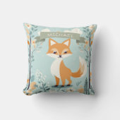 Personalisierter Name Woodland Fox, Junge Kinderzi Kissen (Vorderseite)