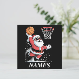 Personalisierter Name Xmas Santa Dunking Basketbal Feiertagskarte