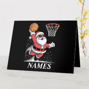 Personalisierter Name Xmas Santa Dunking Basketbal Karte