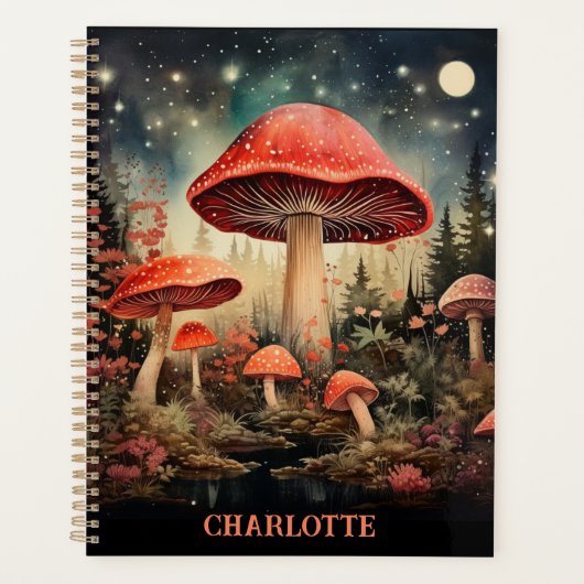 Personalisierter Name Zaubermagie Mushroom Planer (Vorderseite)