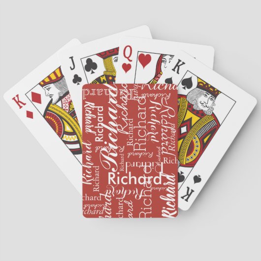 Personalisierter Name Ziegelrot Spielkarten (Rückseite)