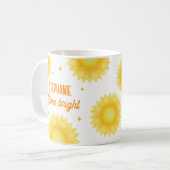 Personalisierter Name Zitat Sonnenblumen Motiviere Kaffeetasse (Vorderseite Links)