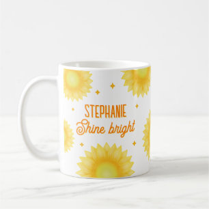 Personalisierter Name Zitat Sonnenblumen Motiviere Kaffeetasse