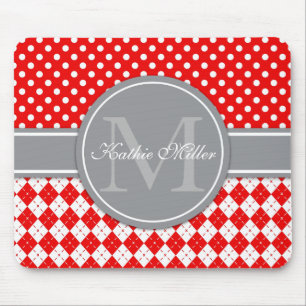 Personalisierter Namen-u. Monogramm-Rauten-Punkt Mousepad