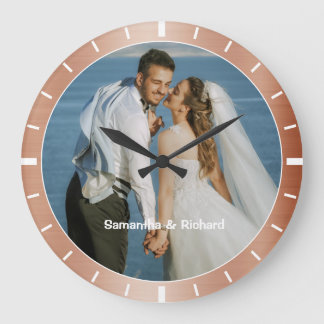 Personalisierter Namens-Hochzeitsfoto-Rahmen im Ku Große Wanduhr
