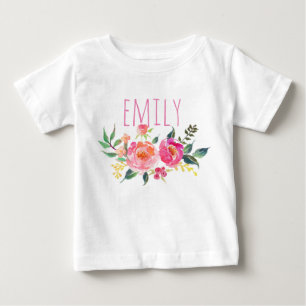 Personalisierter Namensbaby-MädchenWatercolor Baby T-shirt